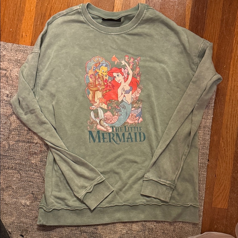 No Boundaries Green The Little Mermaid Crewneck Sweater